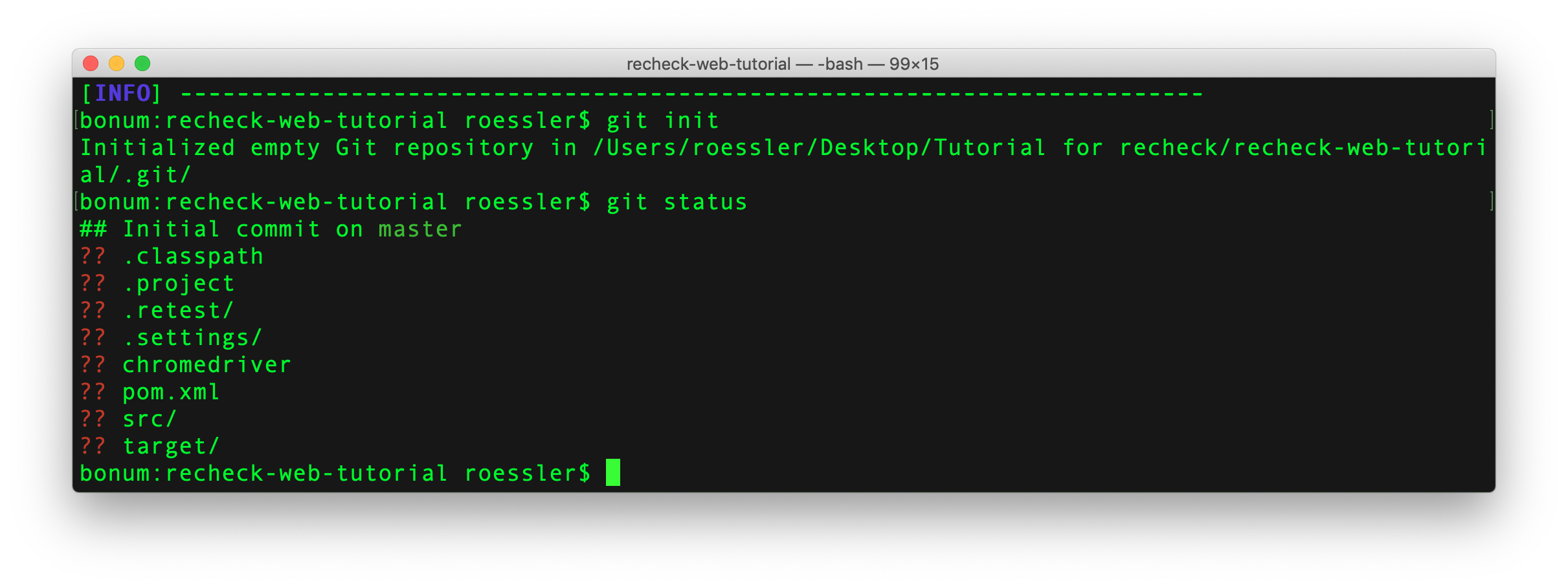 Git init and status